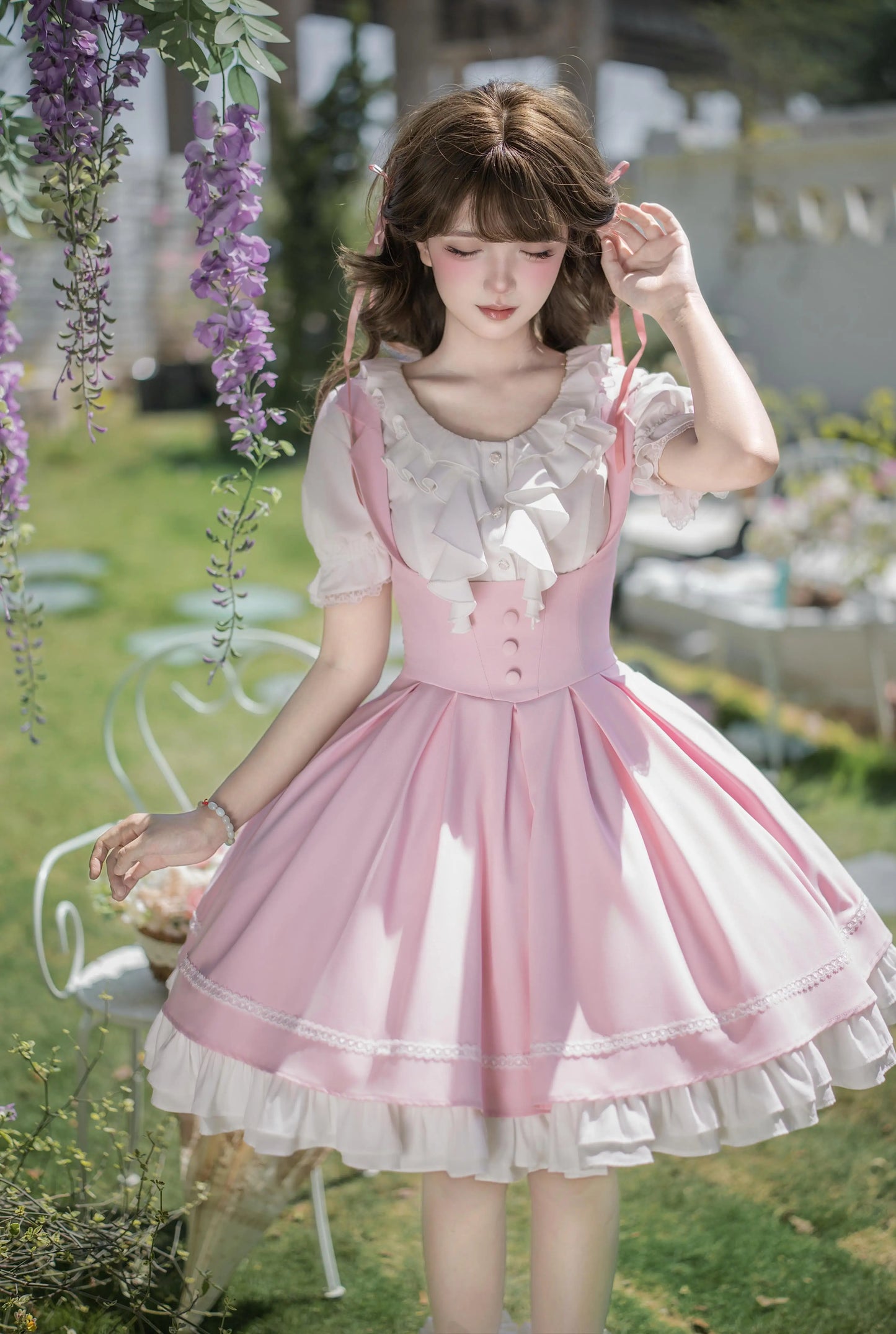 【4月14日予約締切】クラシックラペルショルダースウィートロリータコルセットサスドレス