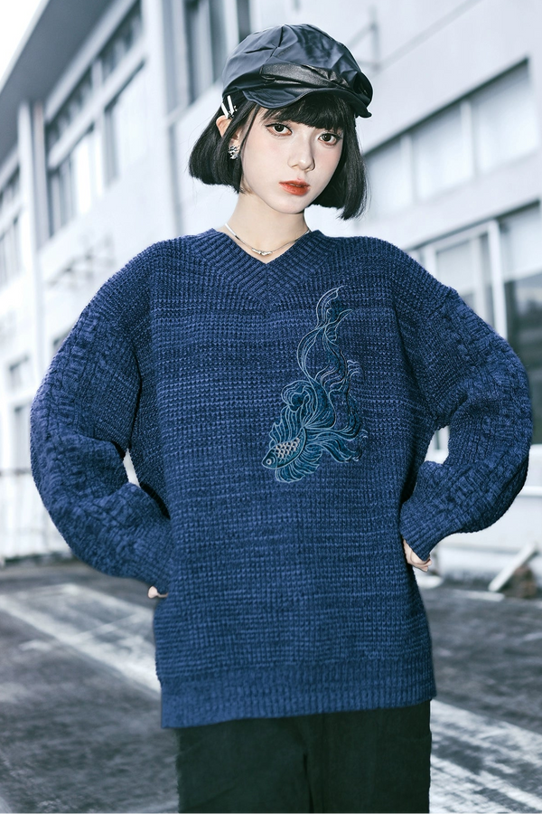 モードルーズデザインニット