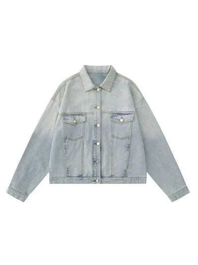 Pink & Blue Wash Gradient Denim Jacket