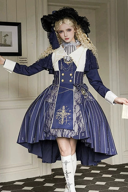 【2月26日予約締切】ゴシックエンブロイダリーストライプ懐中時計シスタードレスフルセット＋ヘッドドレス