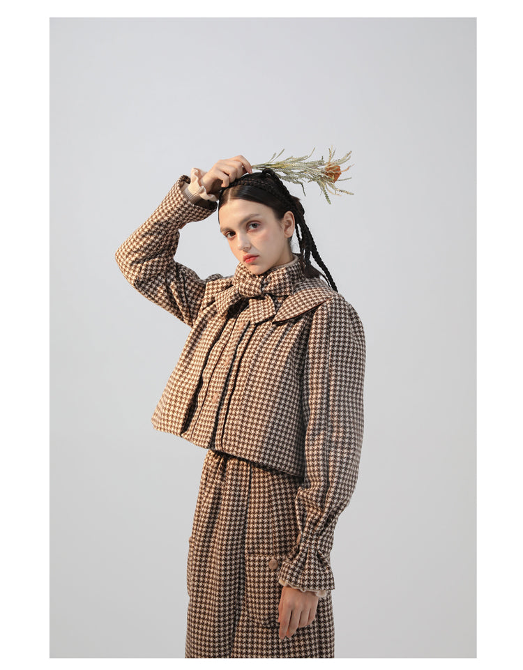 Caramel Check Wool Jacket + Caramel Check Midium Skirt