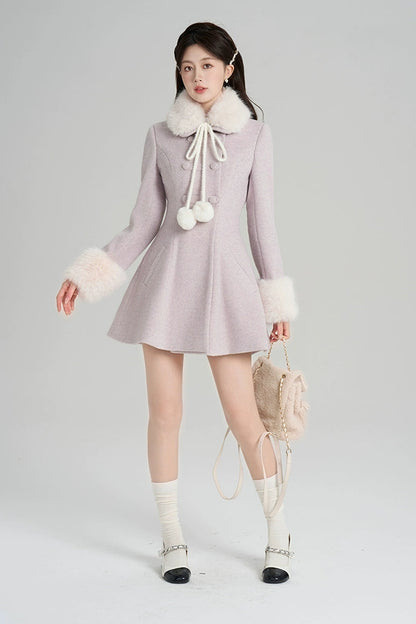 パープルウールンウィンターコート