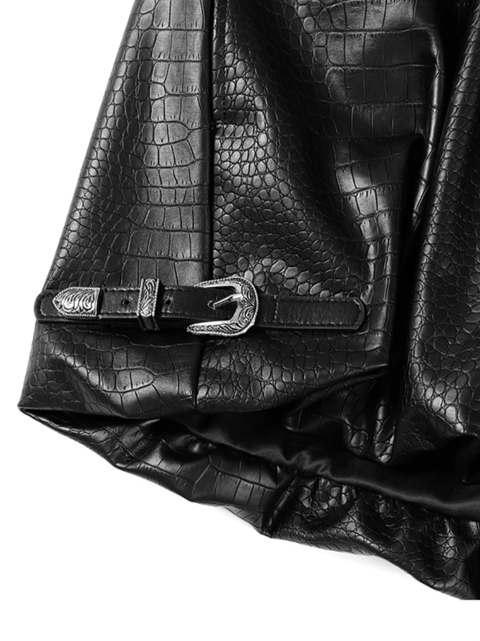 Croco Leather Gothic Buckle Belt Volume Short Pants