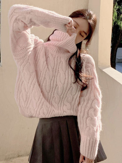 Sweet High Neck Cable Knit