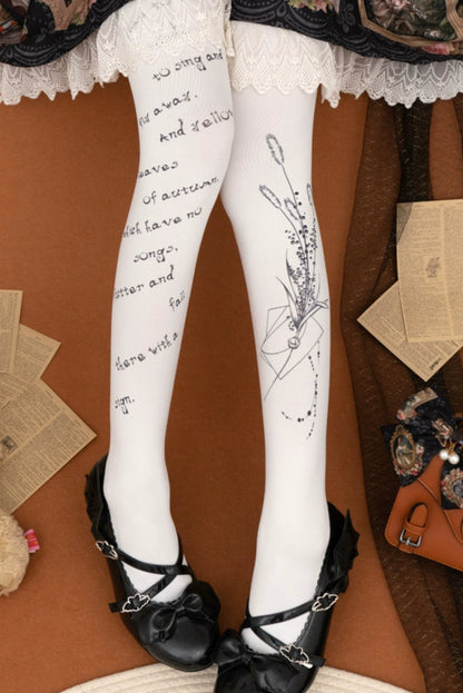 Classical Flower Letter Lolita Tights
