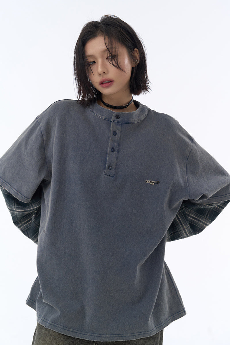 カラーブロックロングスリーブTシャツ