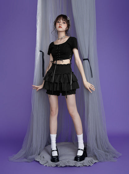 Dark Cool Tiered Skirt IN Pants