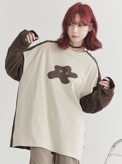 Contrast Color Raglan Sleeve Long T