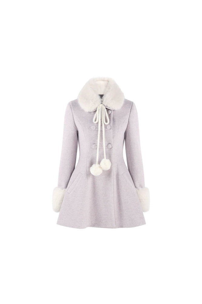 パープルウールンウィンターコート