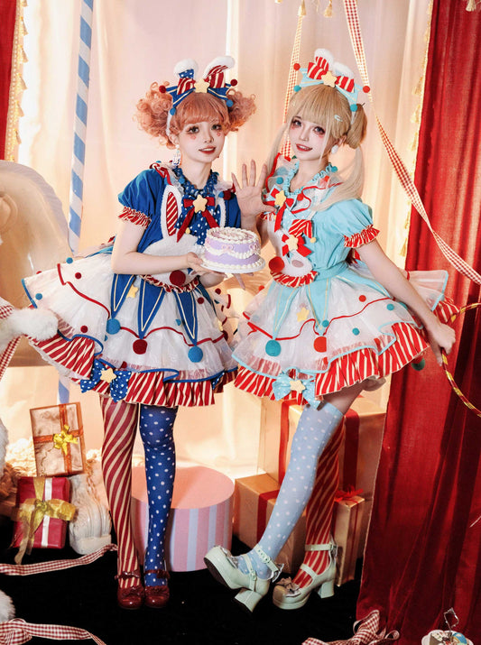 Deposit otaku meow hall clown rabbit circus summer short sleeve inner strap skirt girl three sections Lolita Lolita
