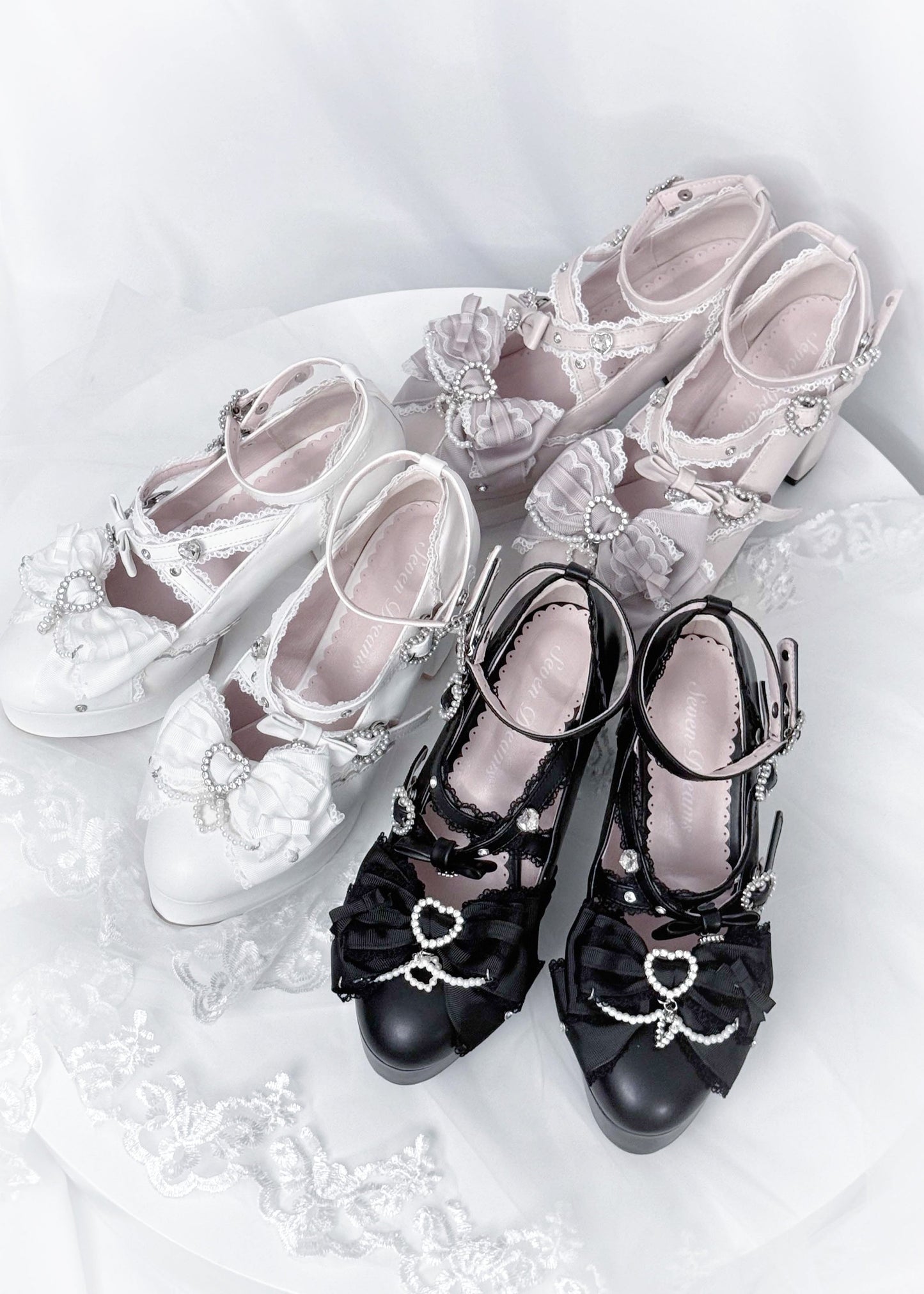 【12月12日予約締切】ジェムストーンパールリボンロリータハイヒール