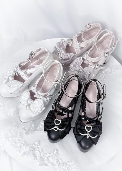 【12月12日予約締切】ジェムストーンパールリボンロリータハイヒール