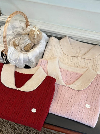 Doll Collar Summer Knit Sweater Top