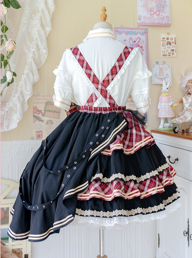 Idol Check Lolita Top + Tiered Ruffle Check Skirt