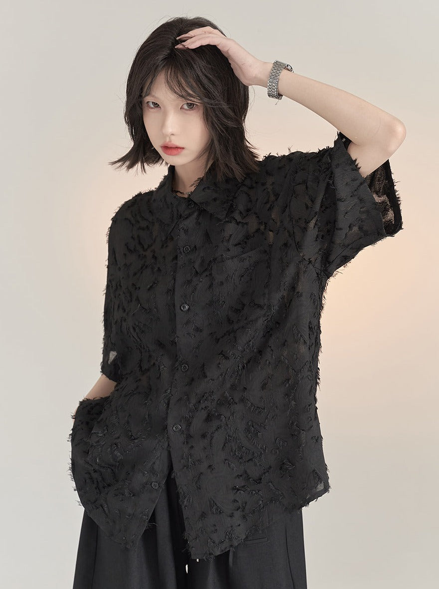 Sheer Retro Shirt Loose Shirt