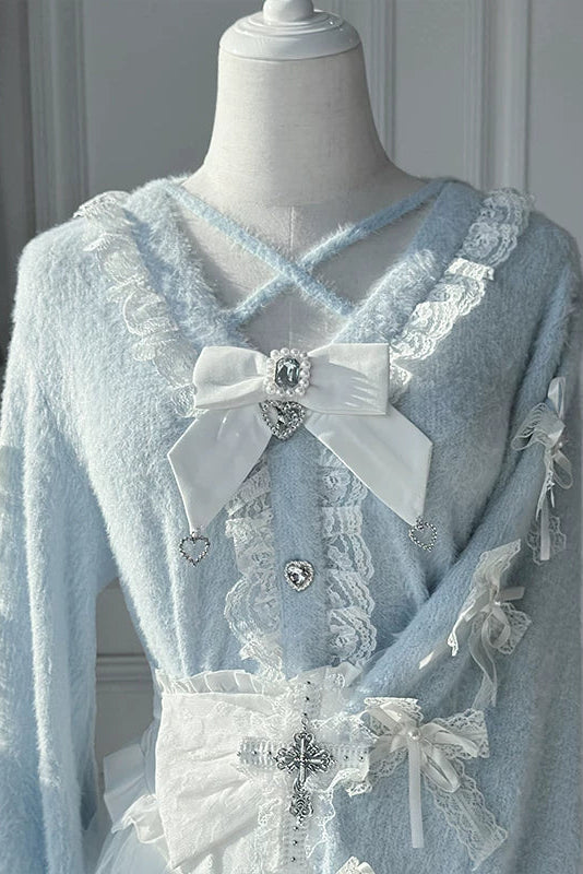 Sweet Ribbon Cardigan + Lace Skirt