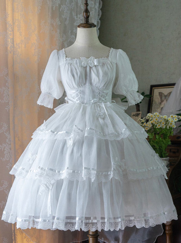 Light Flower Wedding Lolita Dress + Halter Neck Suspender Dress