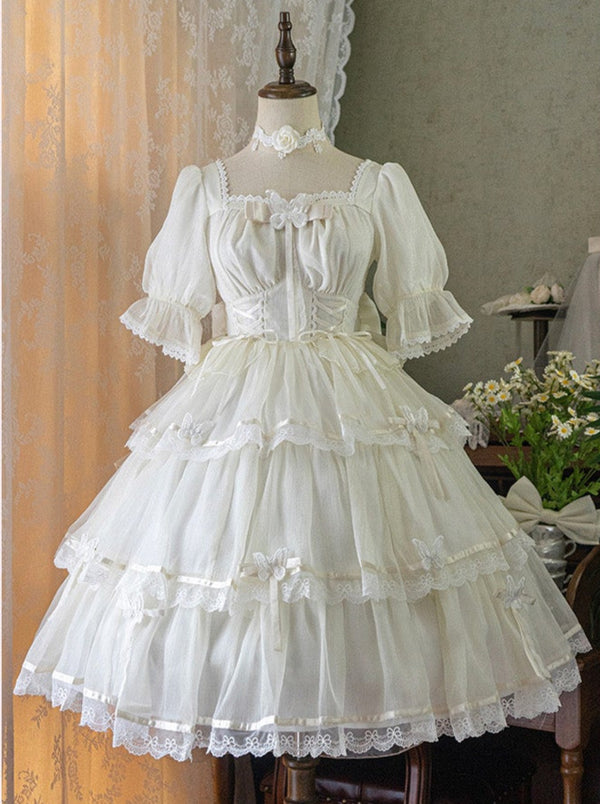 Light Flower Wedding Lolita Dress + Halter Neck Suspender Dress