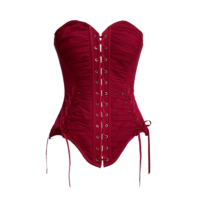 【1月29日予約締切】ゴシックレースアップコルセットビスチェトップス＋ドロストフリルスカート＋バタフライストラップ