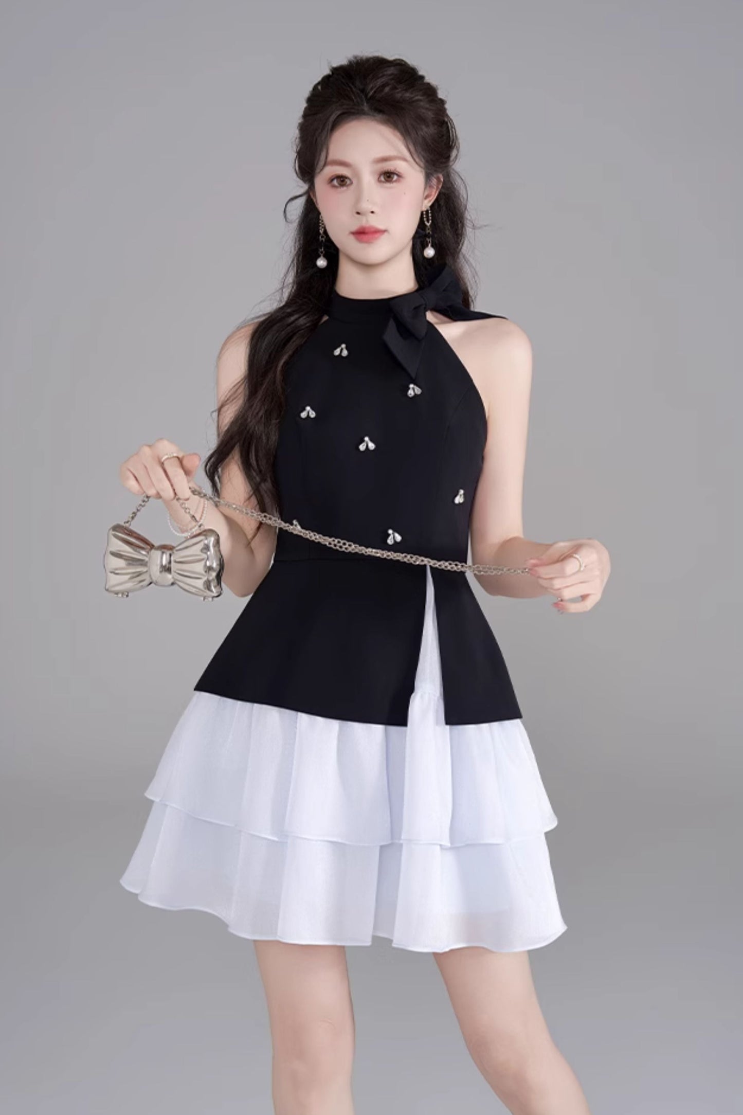 Sleeveless French Puff Dress