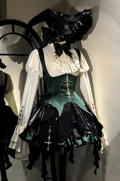 【12月3日予約締切】inverted spell contract ダークゴシックウィッチドレスフルセット＋シャツ＋ベスト＋スカート