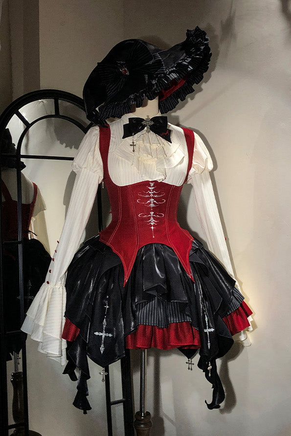 【12月3日予約締切】inverted spell contract ダークゴシックウィッチレッドドレスフルセット＋シャツ＋ベスト＋スカート
