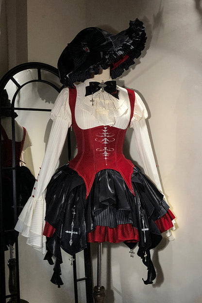 【12月3日予約締切】inverted spell contract ダークゴシックウィッチレッドドレスフルセット＋シャツ＋ベスト＋スカート