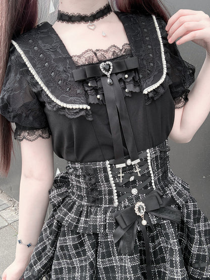 [Pre-Order] Lace Sailor Collar Jirai Kei Blouse