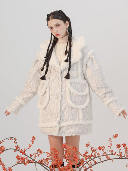 Little Milk Rabbit Reversible Jacquard Fur Coat