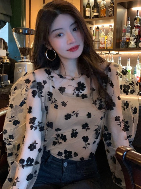 Sheer Flower Blouse