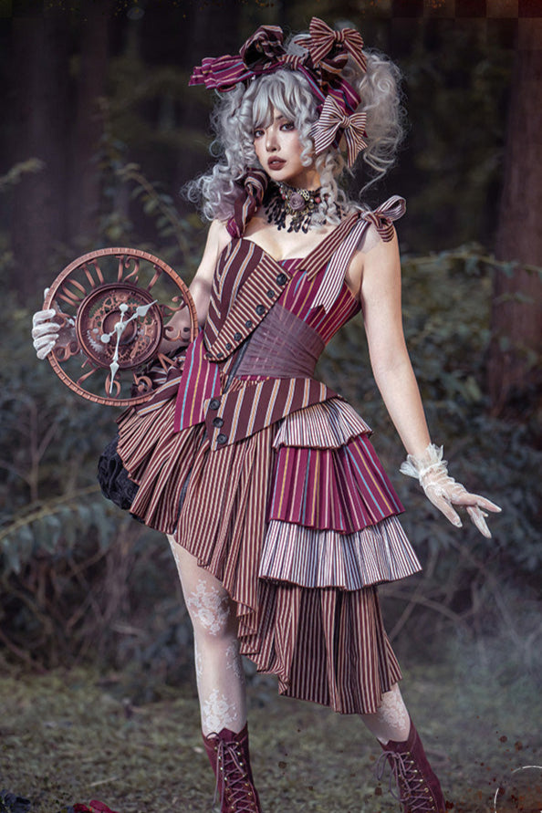 【予約商品】ストライプグリッドファンタジードレスセット＋アシメチュールスカート＋ベール