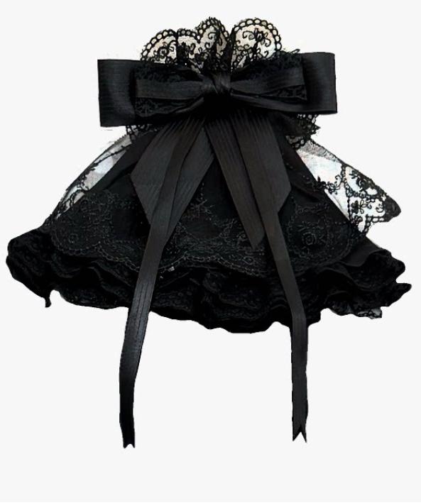 【10月13日予約締切】Gothic Lolita Black White Cathedral Series Accessories(Flat Hat, Crown Mini Hat, Sash, Back Ribbon Train, Waist Apron, Castle Flower Brooch, Brooch, Jabot)