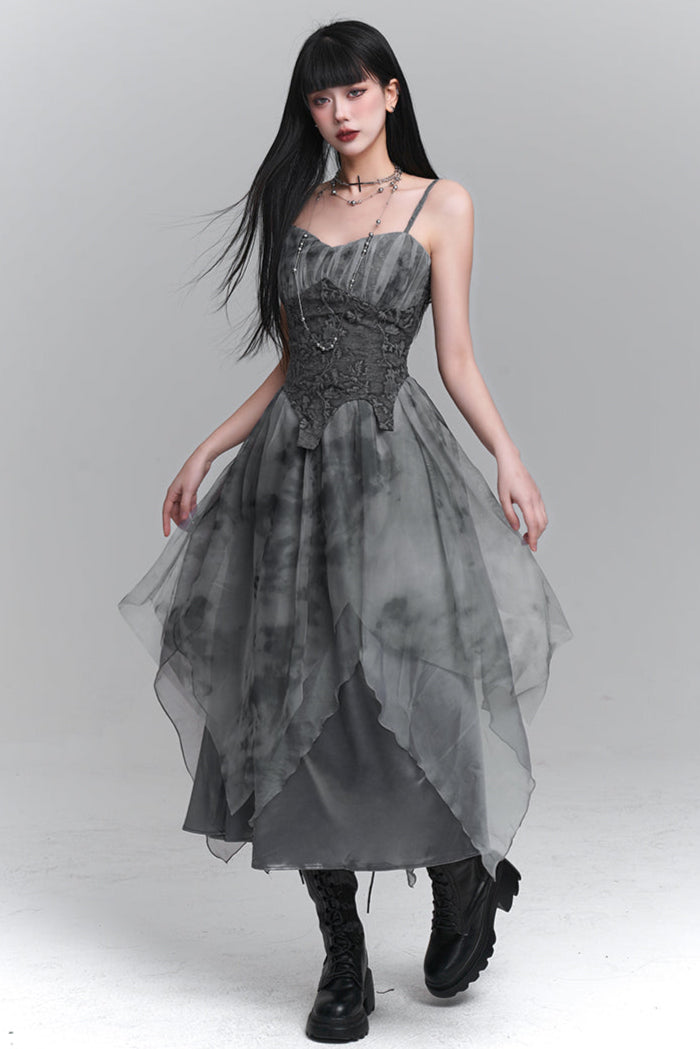 Ghost Girl Gray Suspender Dress