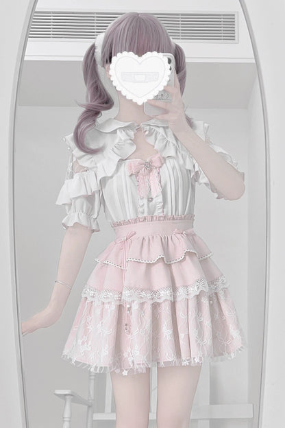 Sweet Bombshell Lace Top + Half Skirt