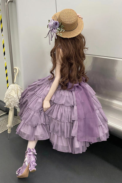 [Pre-order Deadline: July 31] Romantic Sweet Lolita Square-Neck Tiered JKS Ribbon Dress