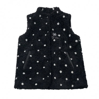 ポルカドットウィンターフリースジャケット+ベスト+トップス+スカートスカーフ