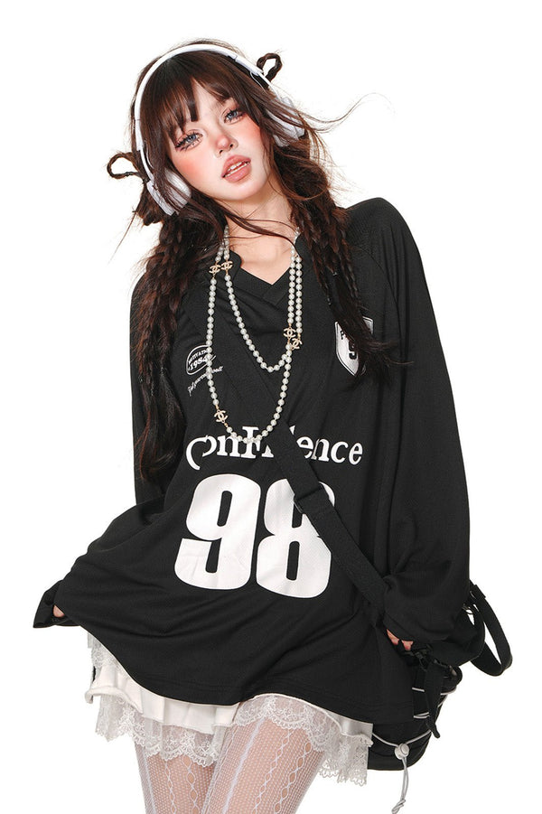 クールレトロウェーブスリミングジャージートップ