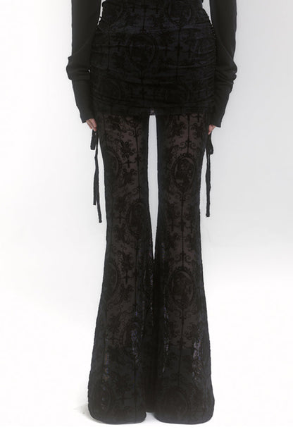 Lace Design Mode Flare Pants