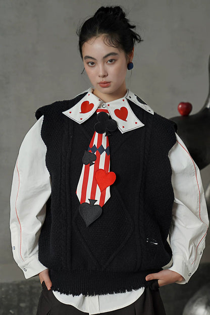 レトロモードダークルーズニットベスト