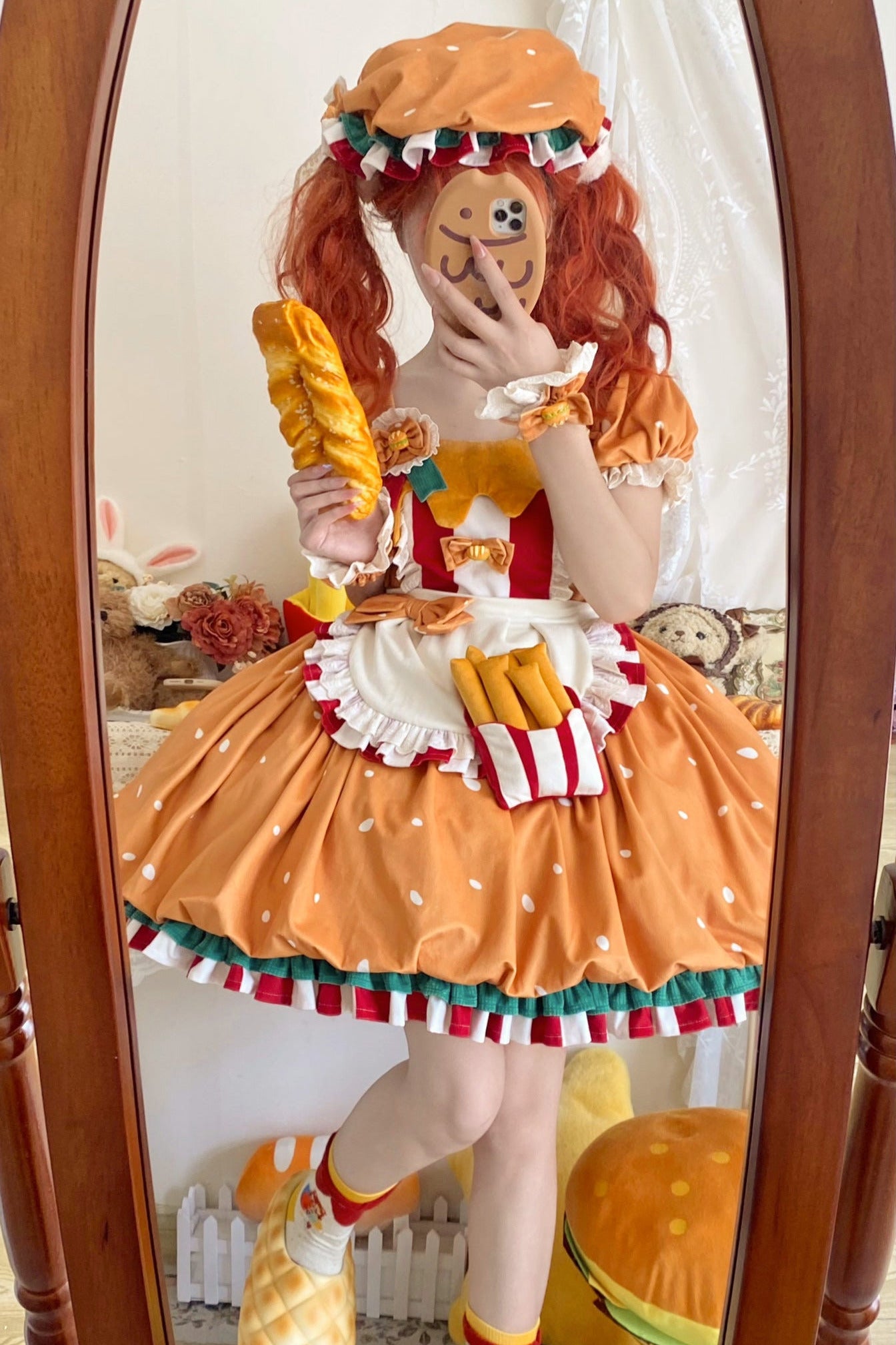 [Reservierungsschluss 18. April] Köstlicher Burger Süßes Knospenrock-Kleid-Set