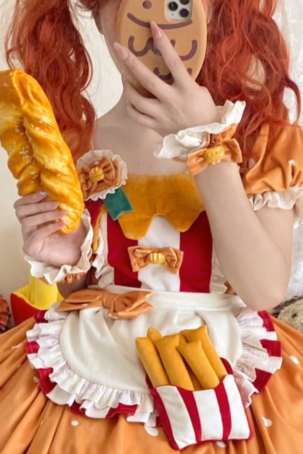 [Reservierungsschluss 18. April] Köstlicher Burger Süßes Knospenrock-Kleid-Set