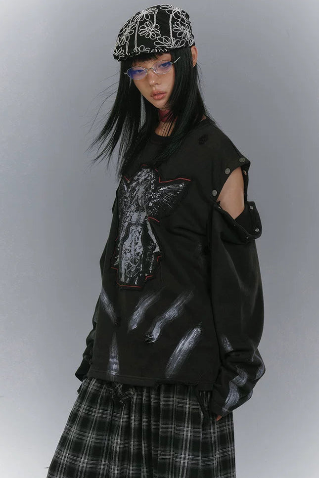 カットアームデザインルーズモードトップス