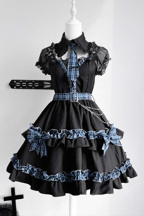 スターライトナイトフリルチェックドレスセット