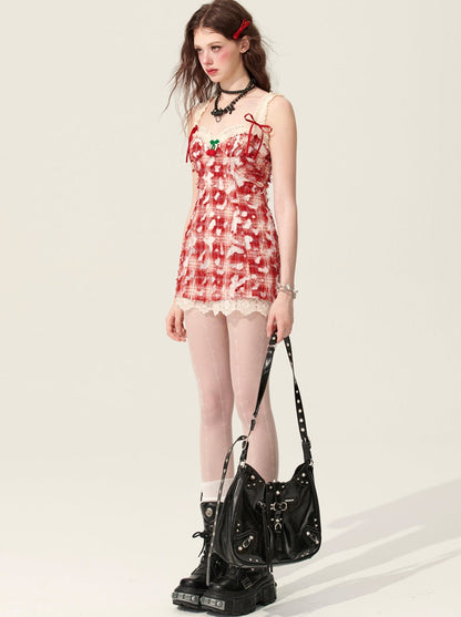 5월 31일 20시 판매】레스 아이 와일드 파이어 레드 허리 슬립 드레스 여성 여름 스커트