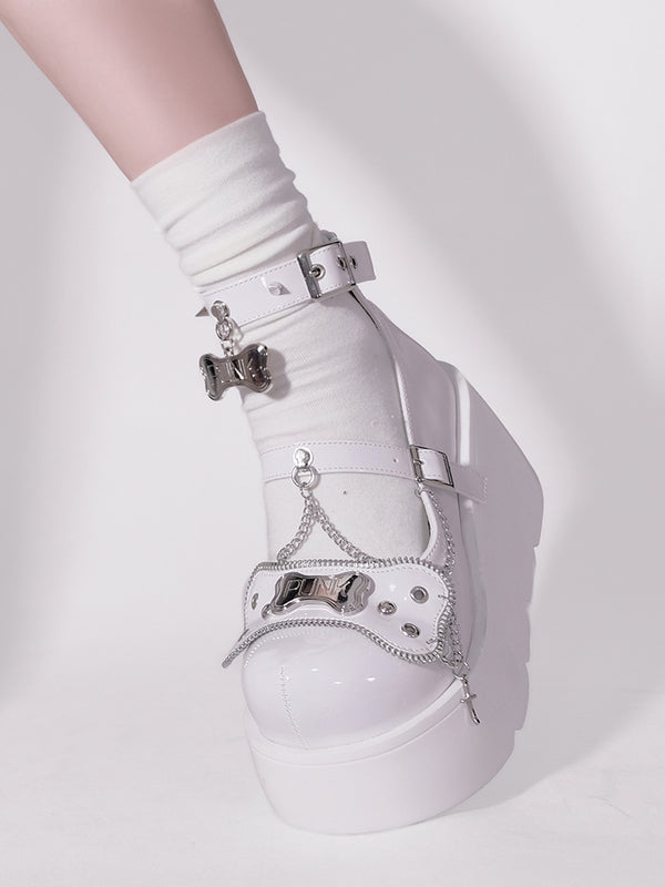Punk Rivet Bone Millennium Platform Shoes