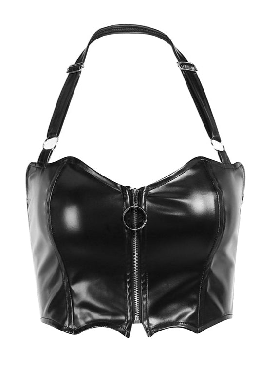 PU leather camisole vest