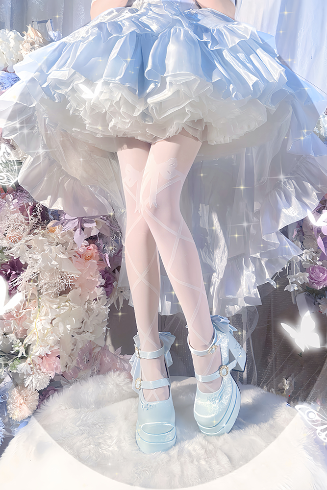 スイートマカロンカラーリボンロリータヒール