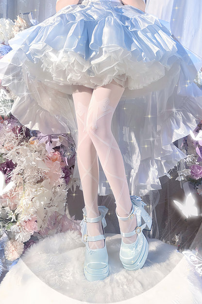 スイートマカロンカラーリボンロリータヒール