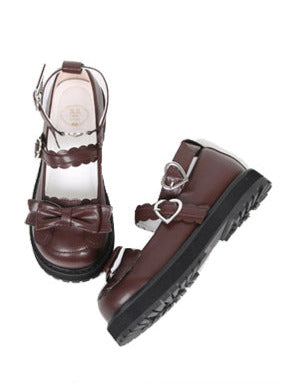 Zapatos Retro Lolita de tacón bajo con diseño de oso y garra de amor