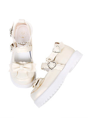 Zapatos Retro Lolita de tacón bajo con diseño de oso y garra de amor